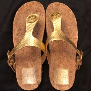 Tory Burch Gold Cork Soled Sandal